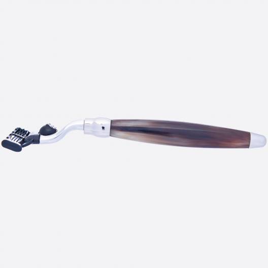 Genuine horn and chrome 3 blade razor - Made in France - Plisson1808