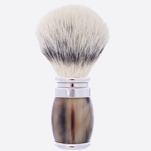 Horn and chrome finish & High Mountain white fibre shaving brush