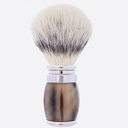 Shaving Brush in fibre with real horn handle in chrome finish - Plisson 1808