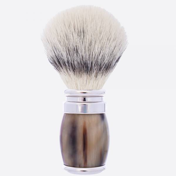 Shaving Brush in fibre with real horn handle in chrome finish - Plisson 1808