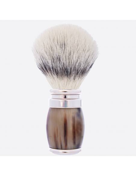 horn and palladium finish and "High Mountain White" fibre shaving brush