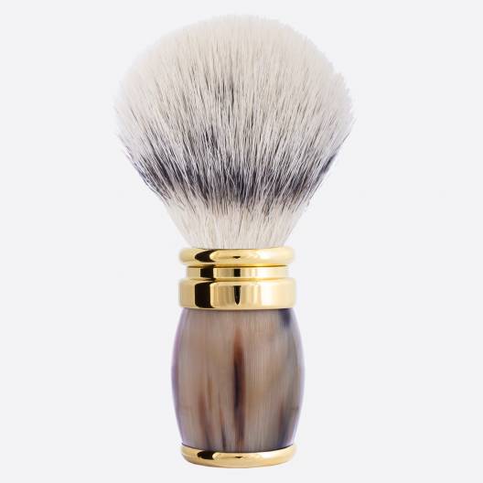 Horn and gold finish & High Mountain white fibre shaving brush