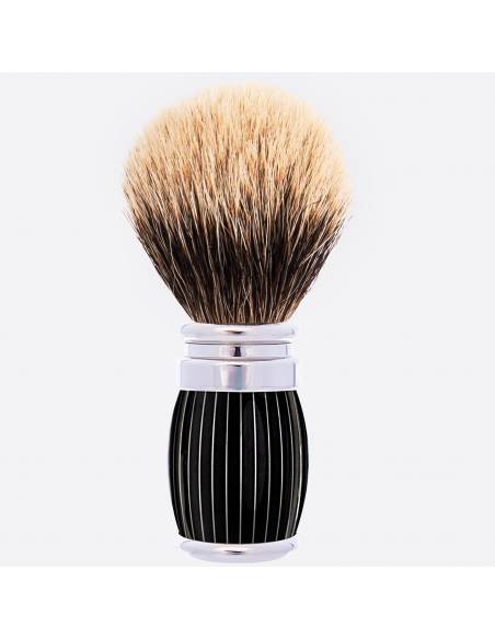 Retro lacquered shaving brush with pure white mountain chrome finish - Plisson 1808