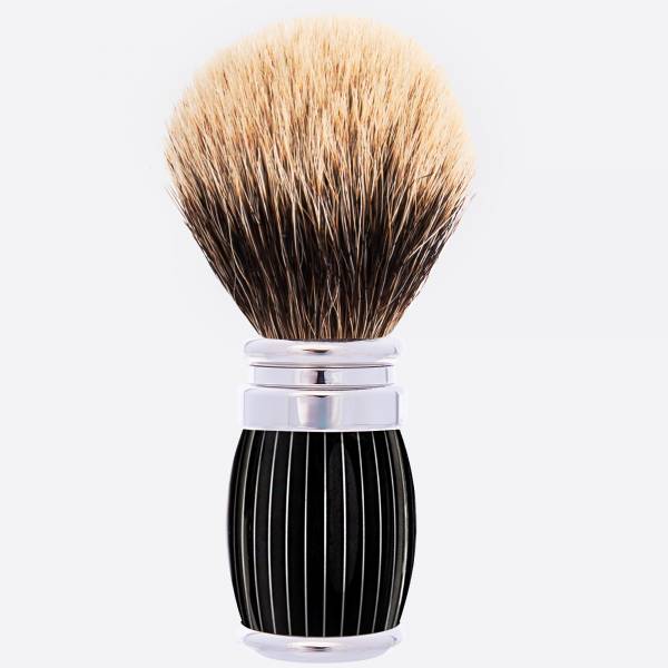 Retro lacquered shaving brush with pure white mountain chrome finish - Plisson 1808