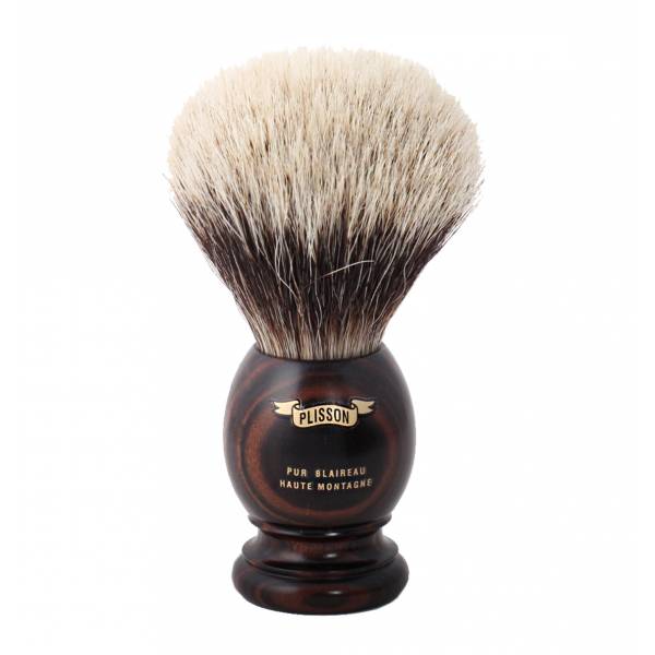 Shaving Brush Pure White Macassar Ebony - Plisson 1808