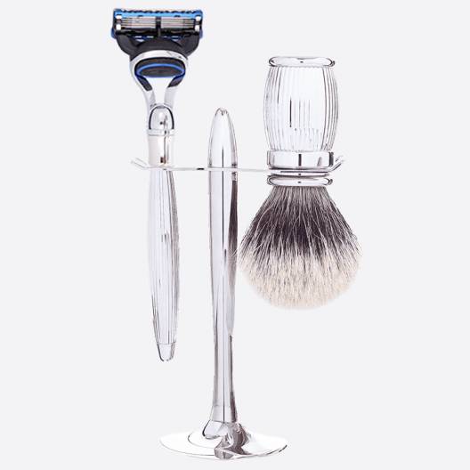 Prestige shaving set : 3 pieces palladium finish - Plisson 1808