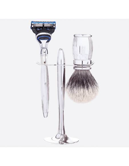 Coffret de rasage prestige : 3 pièces finition palladium - Plisson 1808
