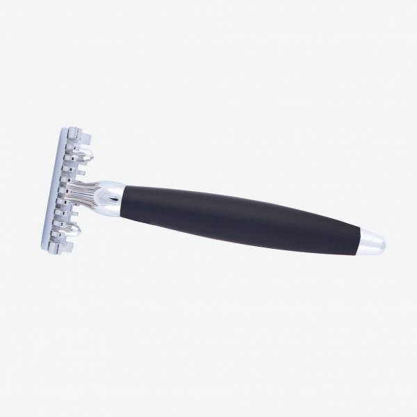 Matte Black Beech safety razor with Chrome finish
