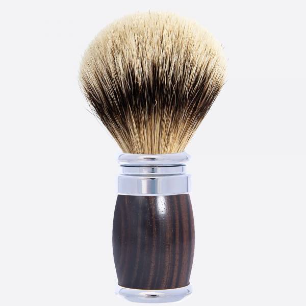 Shaving brush in Ebony and chrome finish - pure white high mountain