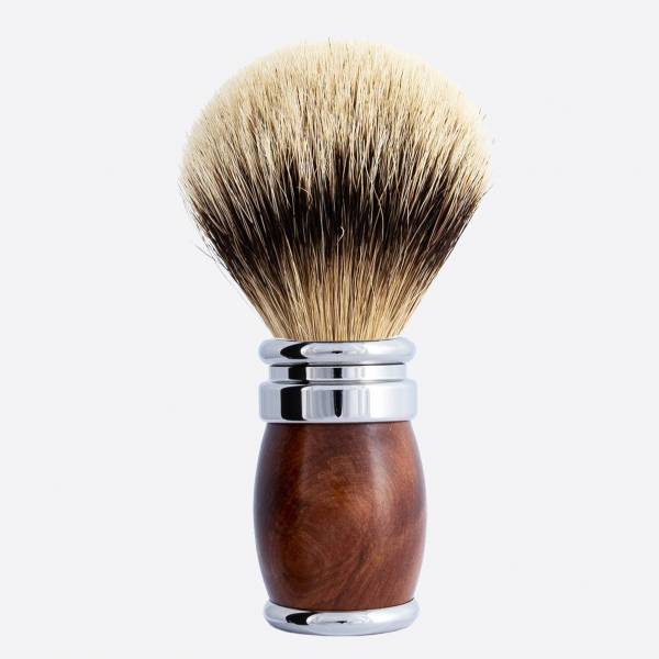 Briar and chrome finish & High Mountain white shaving brush