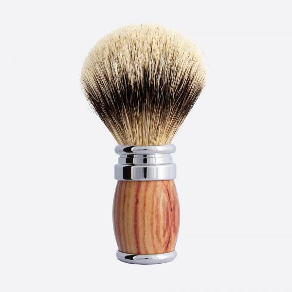 Rosewood and chrome finish & High Mountain white shaving brush