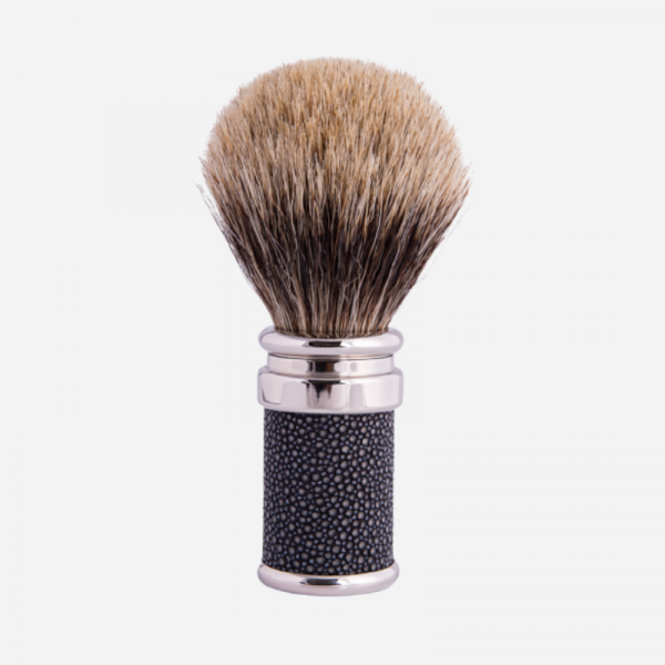 Brocha de afeitar de cuerno auténtico con pelo blanco - Plisson 1808