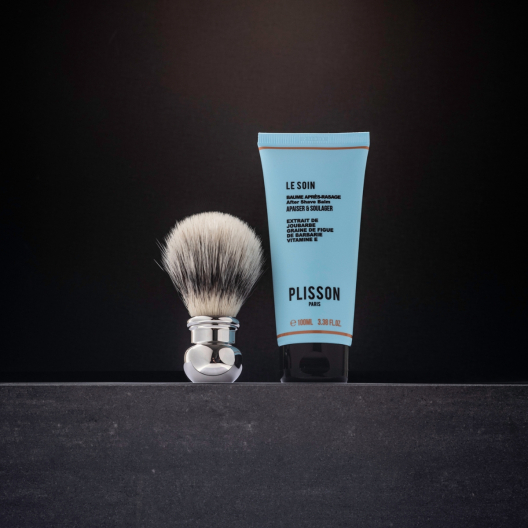 Rasierpinsel mit Palladium-Finish aus weißer High Mountain-Faser - Plisson 1808