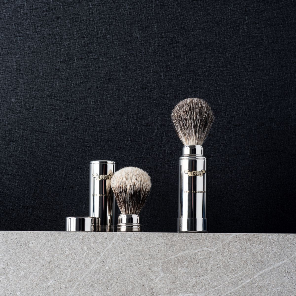 Chrome Travel Shaving Brush – Plisson 1808