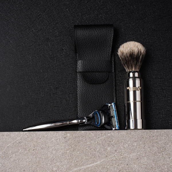 Chrome Travel Shaving Brush – Plisson 1808
