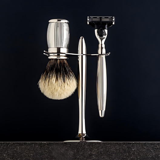 Shaving brush and razor holder - chrome finish- Plisson 1808