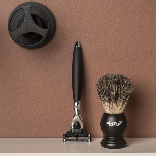 Rasierpinsel Buche Schwarz Rein Grau - Plisson 1808