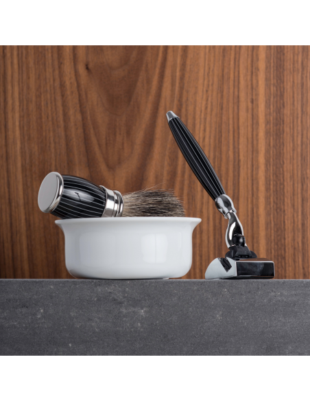 Shaving Bowl and Soap with Zebrano Wood Lid – Made in France