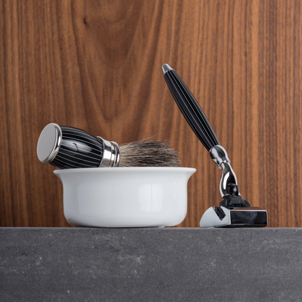 Shaving Bowl and Soap with Zebrano Wood Lid – Made in France