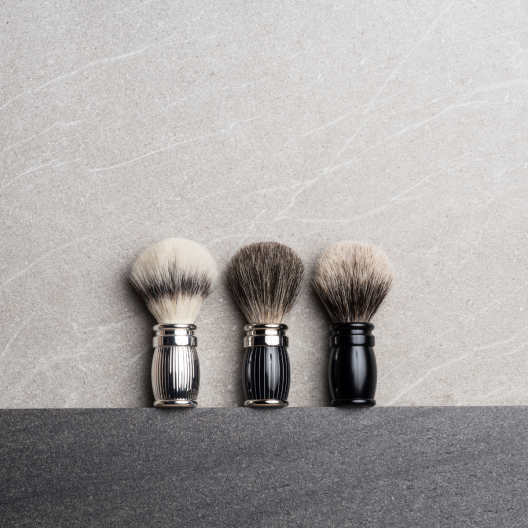 Joris Pure White European Shaving Brush Retro Lacquer and Palladium Finish