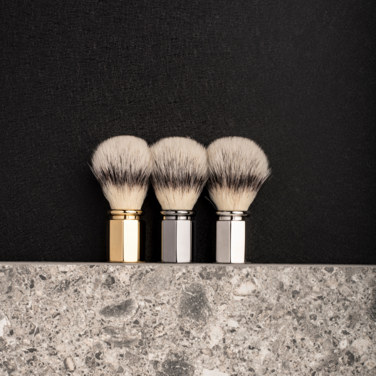Shaving Brush Octagonal European Grey - 3 finishes