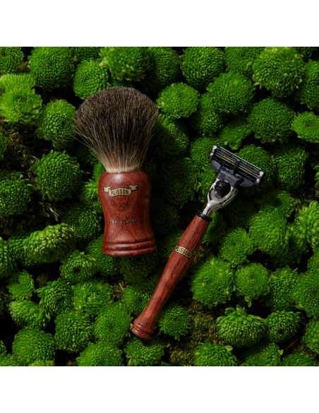 bubinga high-mounted handle and Russian Grey shaving brush