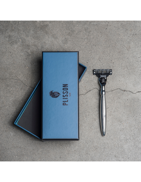 Godron Mach3 Massiv-Rasiermesser Palladium-Finish - Plisson 1808