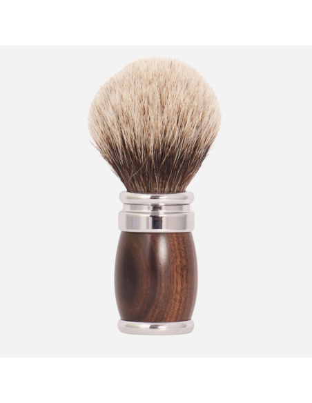 Blaireau Bois d'Ébène de Macassar Fintion Chrome Gris Européen