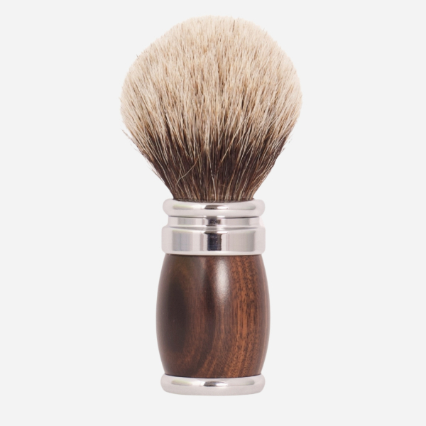 Blaireau Bois d'Ébène de Macassar Fintion Chrome Gris Européen