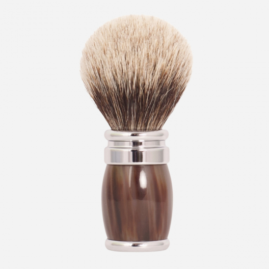 Blaireau Corne et Finition Chrome Gris Européen - Plisson