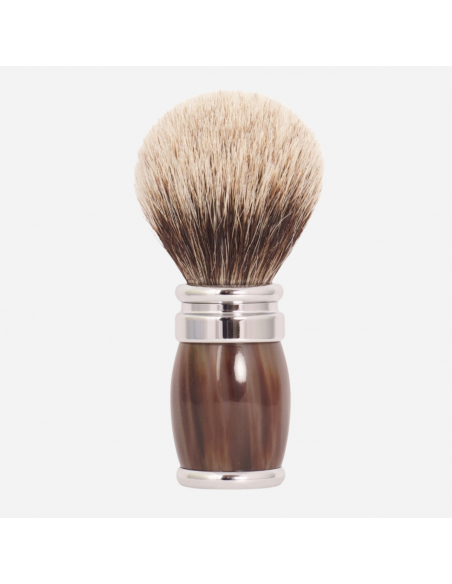 Blaireau Corne et Finition Chrome Gris Européen - Plisson