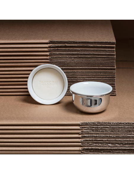 Brass and porcelain shaving bowl - Plisson 1808