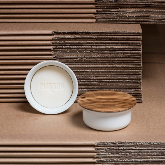 Bol à barbe et savon avec couvercle Zebrano - Fabriqué en France