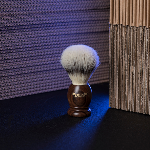Brocha de afeitar Plisson Ébano de Macasar y fibra sintética