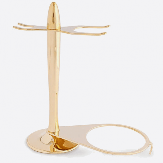 Shaving brush, razor and beard bowl set, gold finish - Plisson 1808