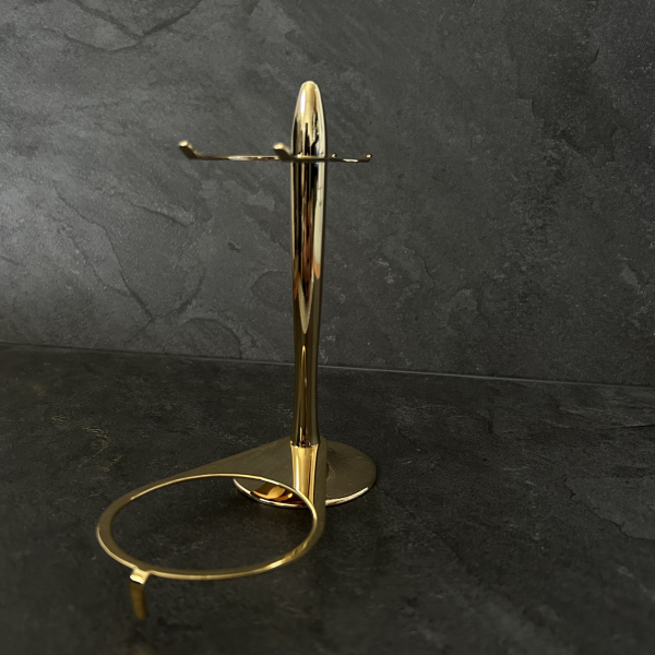 Shaving brush, razor and beard bowl set, gold finish - Plisson 1808