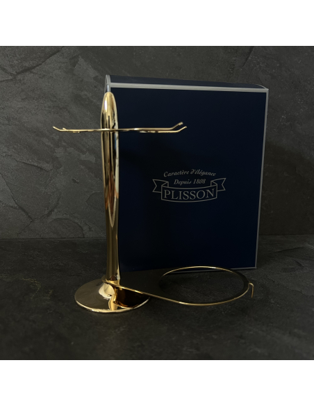 Shaving brush, razor and beard bowl set, gold finish - Plisson 1808