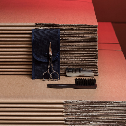 Beard and Moustache maintenance kit : Comb, Brush and Scissors - Plisson 1808