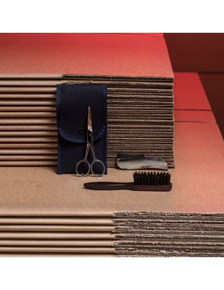 Beard and Moustache maintenance kit : Comb, Brush and Scissors - Plisson 1808