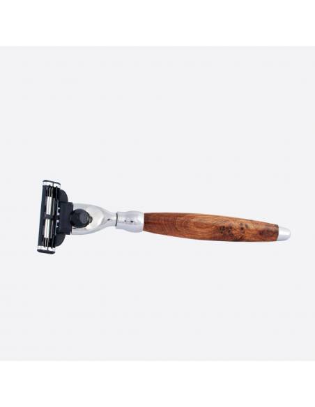 Thuja wood and chrome finish Mach3 razor - Plisson 1808