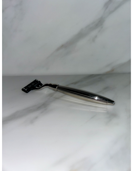 Godron Mach3 Solid Razor Palladium Finish - Plisson 1808