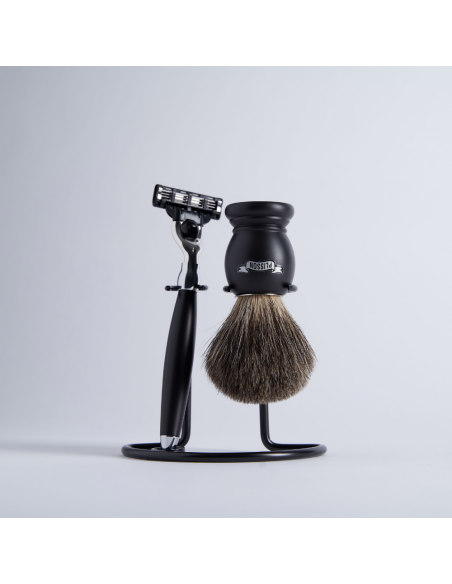 3-piece black beechwood shaving set - Plisson 1808