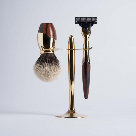 Odyssée Macassar Ebony Gold Shaving Set Mach3 European Grey