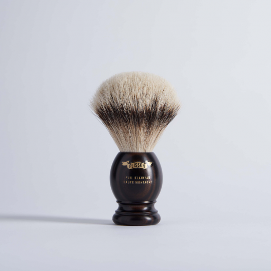 Shaving Brush Pure White Macassar Ebony - Plisson 1808
