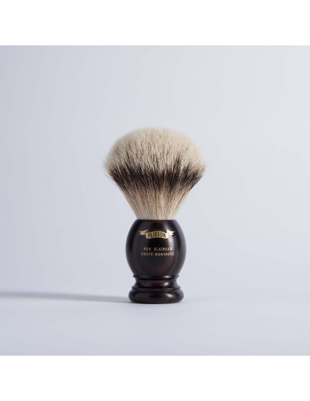 Shaving Brush Pure White Macassar Ebony - Plisson 1808