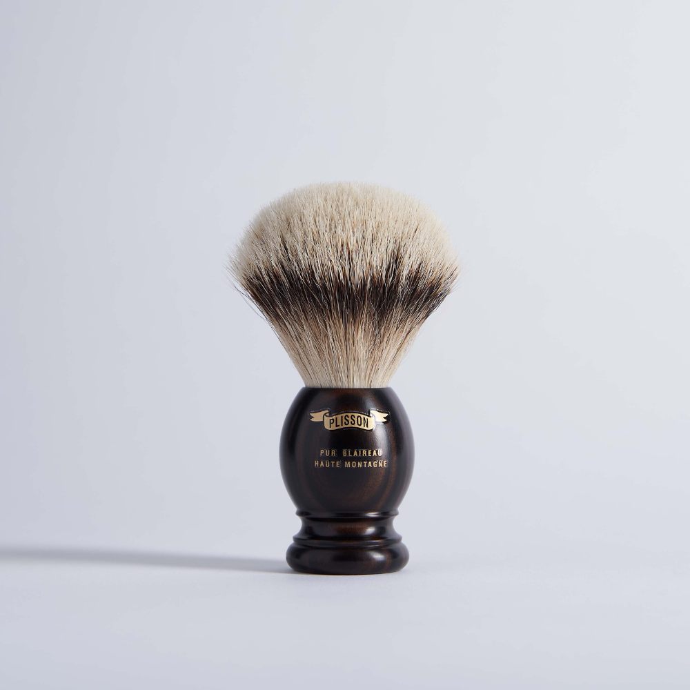 Shaving Brush Pure White Macassar Ebony - Plisson 1808