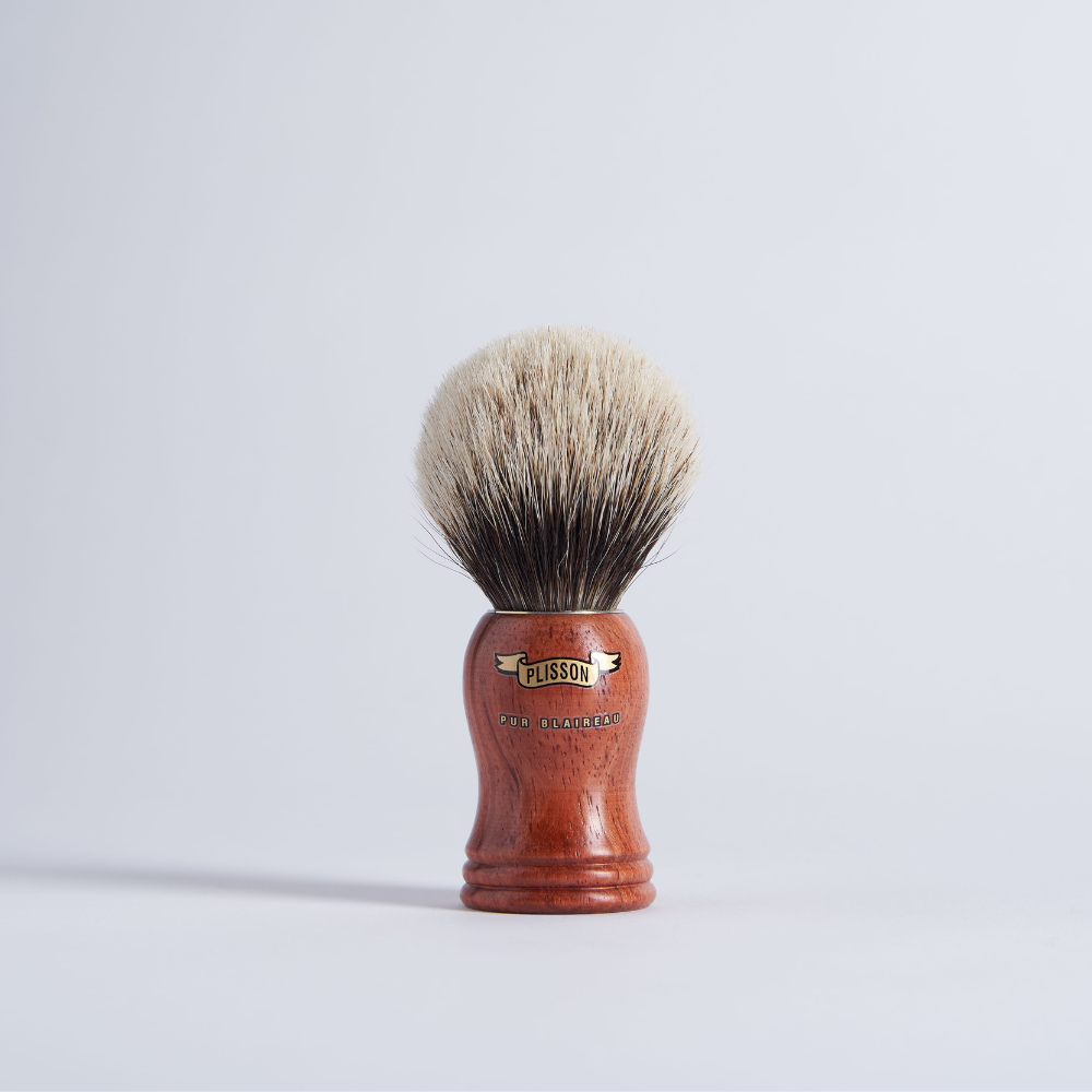 Brocha de afeitar de madera de bubinga gris pura - Plisson 1808