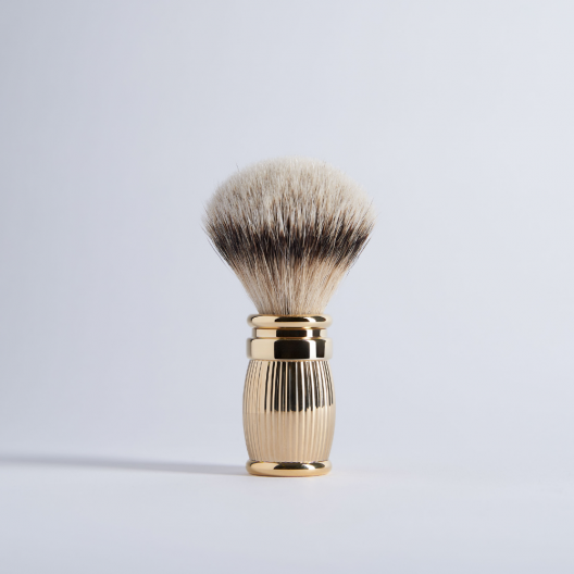 Shaving brush, gold finish brass gadroon decoration - Plisson 1808