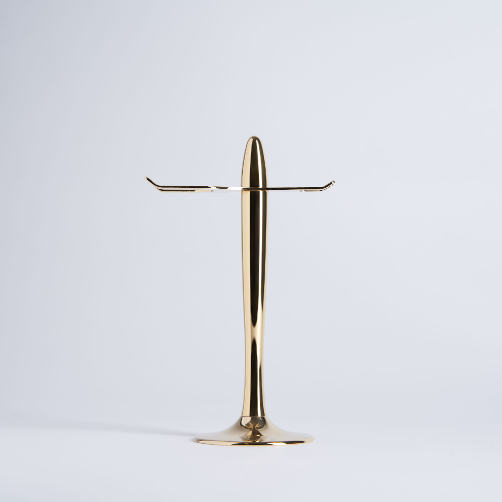 Soporte con acabado dorado para brocha y navaja de afeitar  - Plisson 1808