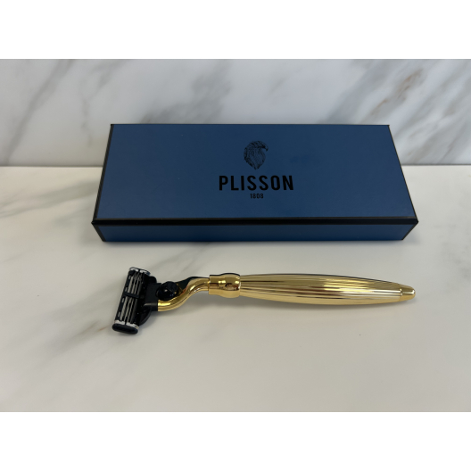 Godron Mach3 Massiv-Rasiermesser Palladium-Finish - Plisson 1808